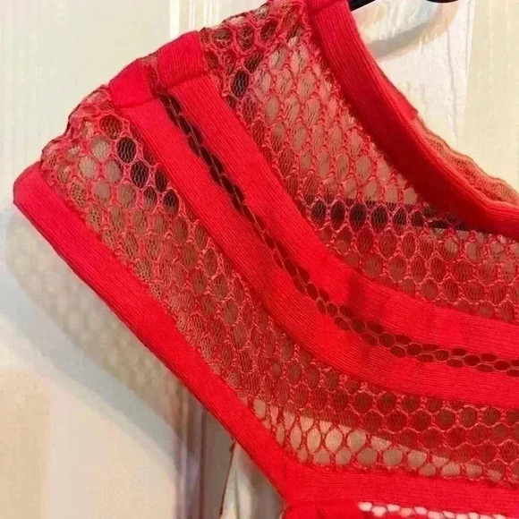 Tadashi Shoji Stripe Knit Cap Sleeve Dress in‎ Red Size S - Picture 3 of 5